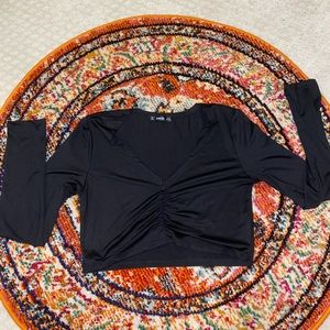 SHEIN ruched long-sleeve crop top